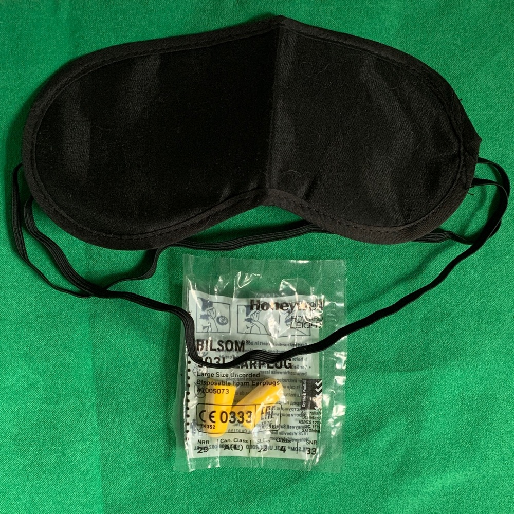 Black Sleep Mask with Earplugs